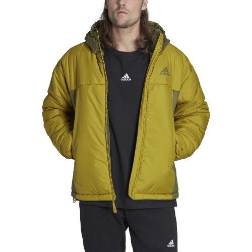 Kurtka Adidas BSC 3S Puffy z kapturem, zielono-żółta HG8753