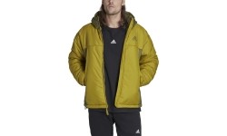 Kurtka Adidas BSC 3S Puffy z kapturem, zielono-żółta HG8753