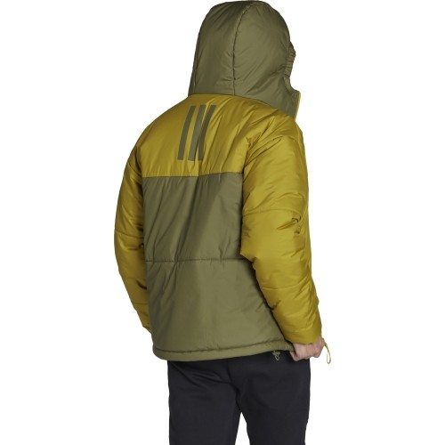 Kurtka Adidas BSC 3S Puffy z kapturem, zielono-żółta HG8753