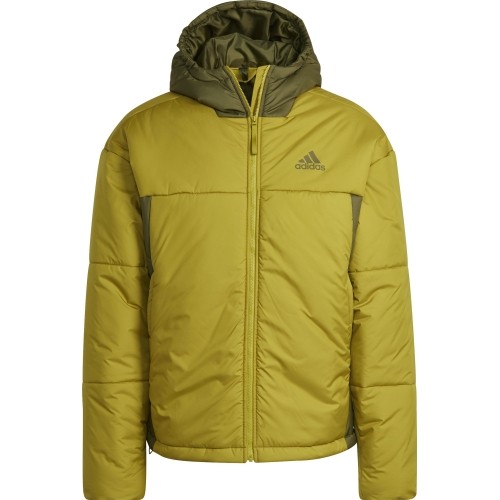 Kurtka Adidas BSC 3S Puffy z kapturem, zielono-żółta HG8753