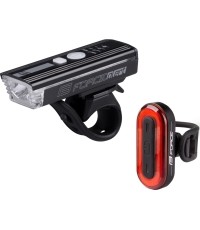 Zestaw lampek rowerowych FORCE Futuro, ładowany przez USB (czarny)