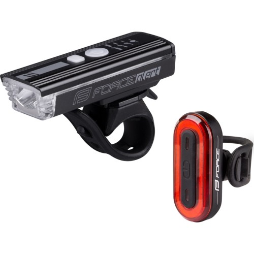 Zestaw lampek rowerowych FORCE Futuro, ładowany przez USB (czarny)