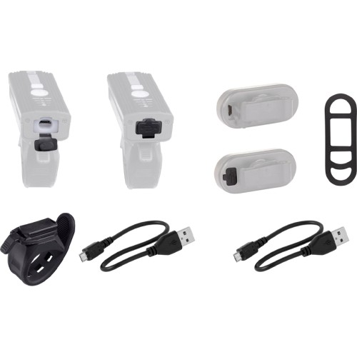 Zestaw lampek rowerowych FORCE Futuro, ładowany przez USB (czarny)