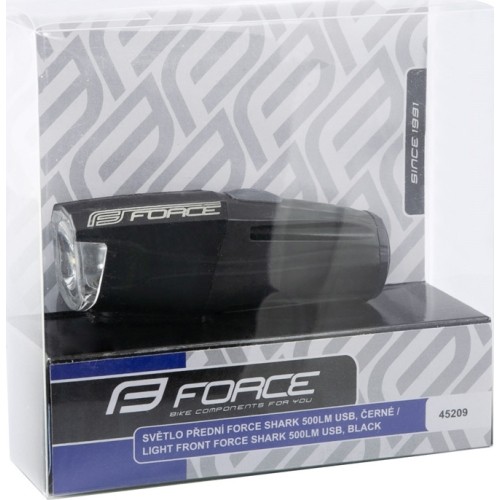 Priekinis žibintas FORCE Shark 500 USB (juodas)