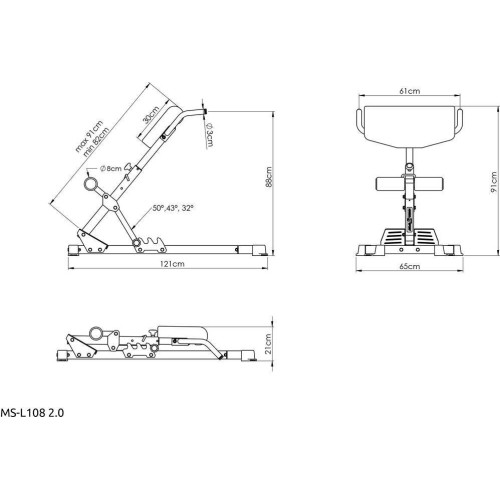 Ławka na prostowniki grzbietu MS-L108 2.0 - Marbo Sport