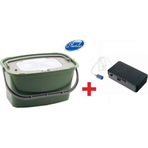 Wiadro wędkarskie na żywą przynętę + pompka Plastilys - 7 l