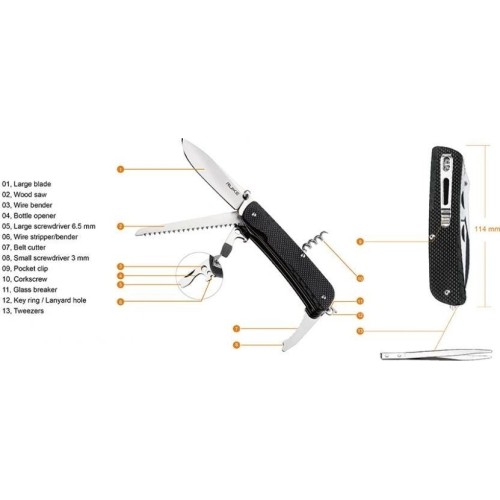 Ruike LD32-B nóż kieszonkowy, wielofunkcyjny, czarny