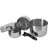 Zestaw garnków turystycznych BasicNature Biwak 3 - ze stali nierdzewnej