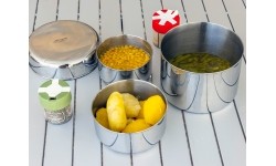 Zestaw naczyń turystycznych BasicNature Biwak 3, stal nierdzewna