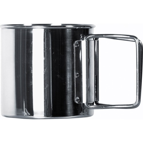 Kubek turystyczny ze stali nierdzewnej ze skłądanym uchem BasicNature Space Safer Mini - 0,35 l
