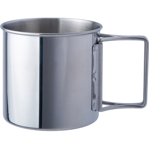 Kubek turystyczny ze stali nierdzewnej ze skłądanym uchem BasicNature Space Safer Mini - 0,35 l