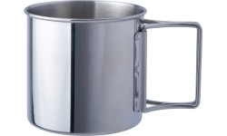 Kubek turystyczny ze stali nierdzewnej ze skłądanym uchem BasicNature Space Safer Mini - 0,35 l