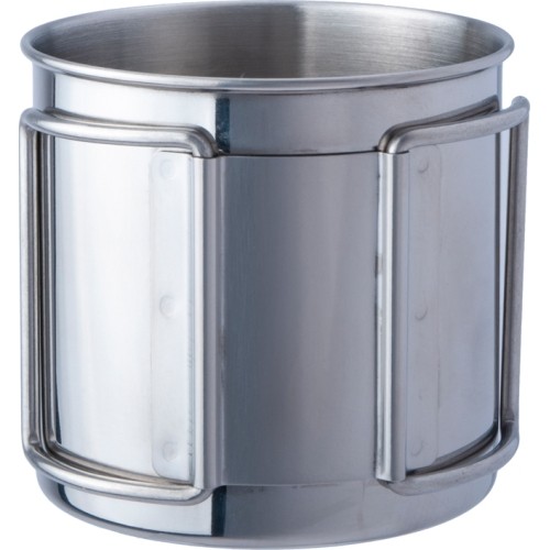 Kubek turystyczny ze stali nierdzewnej ze skłądanym uchem BasicNature Space Safer Mini - 0,35 l