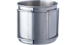 Kubek turystyczny ze stali nierdzewnej ze skłądanym uchem BasicNature Space Safer Mini - 0,35 l