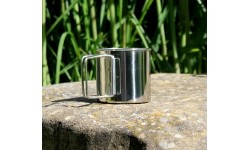 Kubek turystyczny ze stali nierdzewnej ze skłądanym uchem BasicNature Space Safer Mini - 0,35 l