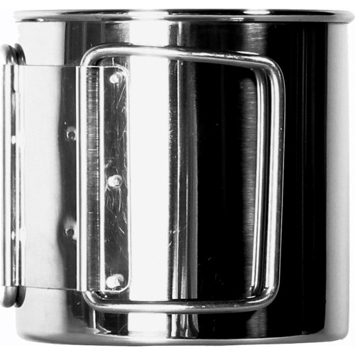 Kubek turystyczny ze stali nierdzewnej ze skłądanym uchem BasicNature Space Safer Mini - 0,35 l