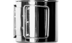 Kubek turystyczny ze stali nierdzewnej ze skłądanym uchem BasicNature Space Safer Mini - 0,35 l