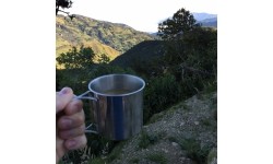 Kubek turystyczny ze stali nierdzewnej ze skłądanym uchem BasicNature Space Safer Mini - 0,35 l