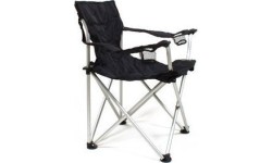 Turystyczne krzesło składane kempingowe z podłokietnikami BasicNature Travel Comfort, Czarne