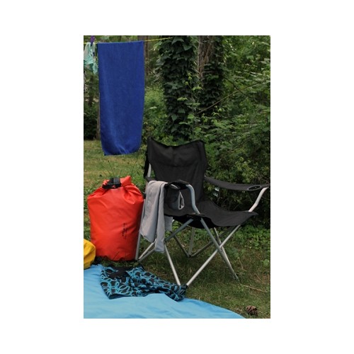 Turystyczne krzesło składane kempingowe z podłokietnikami BasicNature Travel Comfort, Czarne