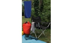 Turystyczne krzesło składane kempingowe z podłokietnikami BasicNature Travel Comfort, Czarne