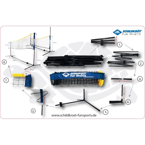Siatka do siatkówki Schildkrot Shielded Croquet Combi, 3m