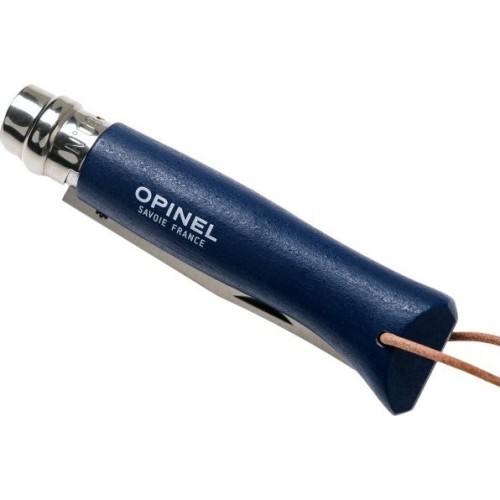 Opinel Colorama 08 Inox Nóż do chwytania z paskiem, granatowy, z okładziną