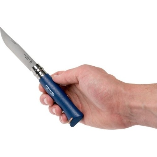 Opinel Colorama 08 Inox Nóż do chwytania z paskiem, granatowy, z okładziną