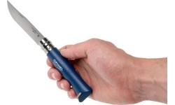 Opinel Colorama 08 Inox Nóż do chwytania z paskiem, granatowy, z okładziną
