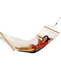 Wygodny tkany hamak ogrodowy Amazonas Tobago - Z drewnianymi rozpórkami