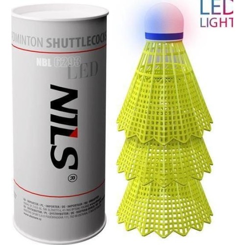 Nylonowe lotki do badmintona Nils NBL6293 - kolorowe, Led, 3 szt.