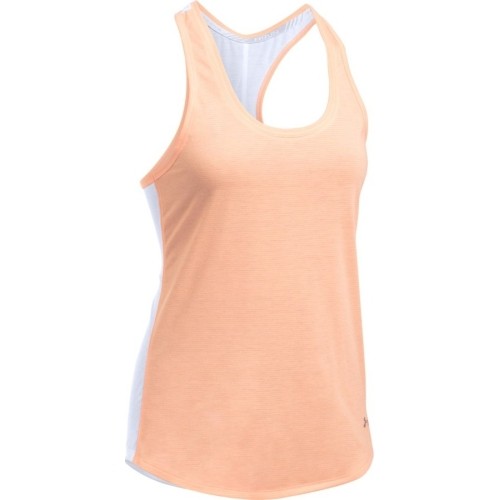Damska koszulka do biegania Under Armour Threadborne Run Mesh - True Gray Heather/Peach Orange/Reflective