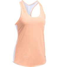 Damska koszulka do biegania Under Armour Threadborne Run Mesh - True Gray Heather/Peach Orange/Reflective