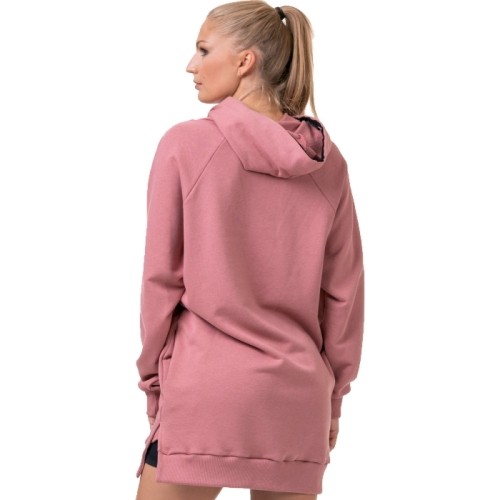 Damska długa bluza z kapturem Nebbia Everyday Hero 580 - Old Rose