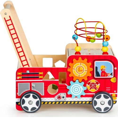 Wooden Educational Pushchair With Blocks Eco Toys Fire Brigade