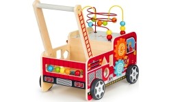 Wooden Educational Pushchair With Blocks Eco Toys Fire Brigade