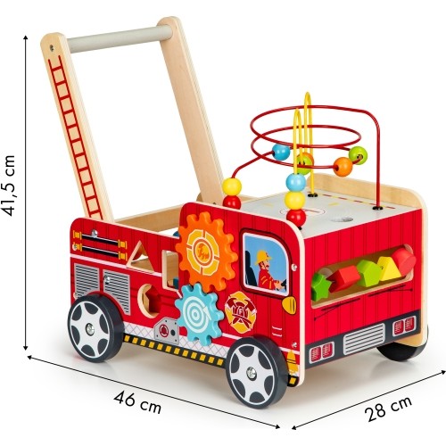Wooden Educational Pushchair With Blocks Eco Toys Fire Brigade