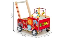 Wooden Educational Pushchair With Blocks Eco Toys Fire Brigade