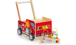Wooden Educational Pushchair With Blocks Eco Toys Fire Brigade