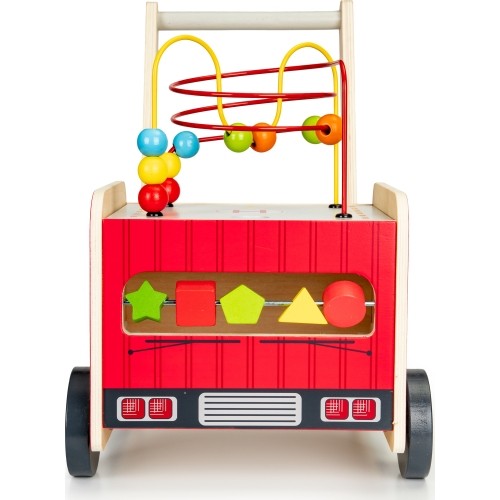 Wooden Educational Pushchair With Blocks Eco Toys Fire Brigade