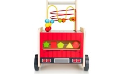 Wooden Educational Pushchair With Blocks Eco Toys Fire Brigade
