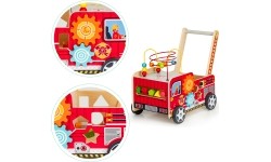Wooden Educational Pushchair With Blocks Eco Toys Fire Brigade