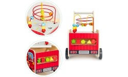 Wooden Educational Pushchair With Blocks Eco Toys Fire Brigade