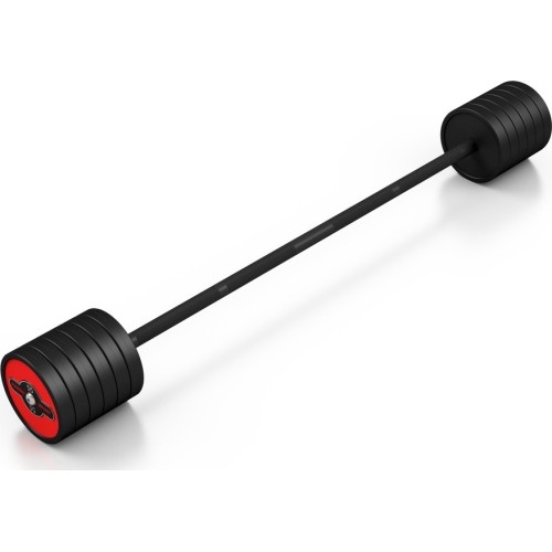 Sztanga gumowana prosta 55 kg czerwony połysk - Marbo Sport