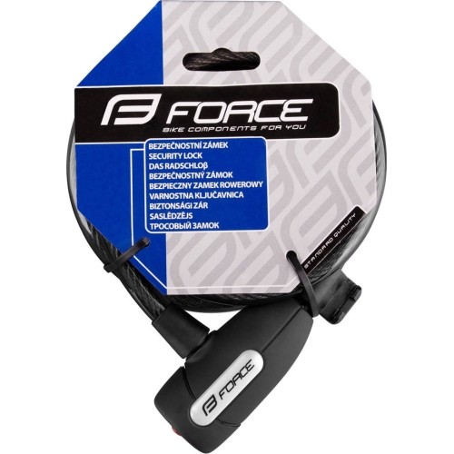 Zapięcie rowerowe FORCE Lux z uchwytem, 180/12mm (czarne)