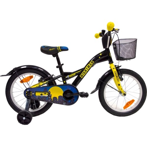 Rower dziecięcy 4KIDS Nightman 16", rama 10" (25,5 cm), stalowy, czarno-niebieski