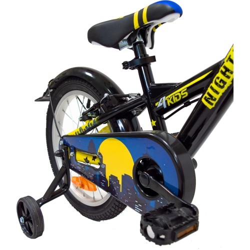 Rower dziecięcy 4KIDS Nightman 16", rama 10" (25,5 cm), stalowy, czarno-niebieski