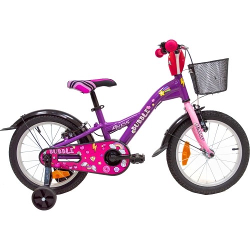 Rower 4KIDS Bubble 16", rozmiar 10" (25,5 cm), aluminiowy, fioletowy