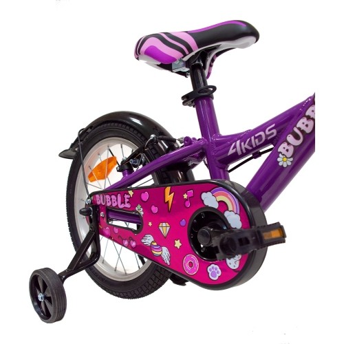 Rower 4KIDS Bubble 16", rozmiar 10" (25,5 cm), aluminiowy, fioletowy