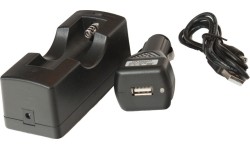 Ładowarka samochodowa do akumulatorów Li-ion 18650 z kablem USB Yate